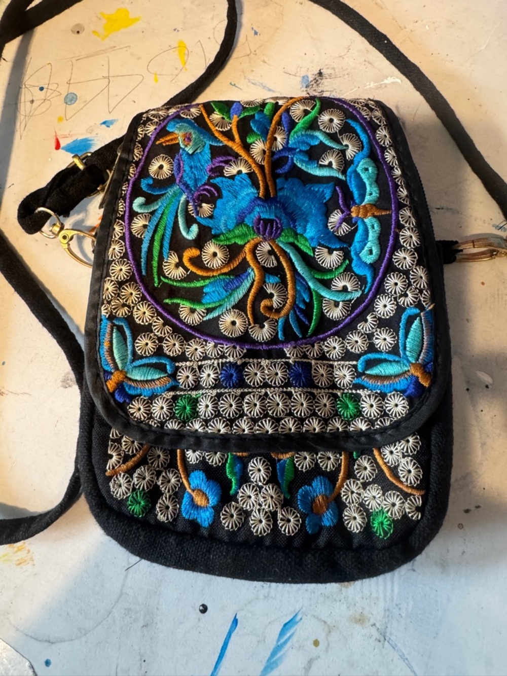 Boho Embroidered Peacock 3-in-1 Crossbody Belt Bag